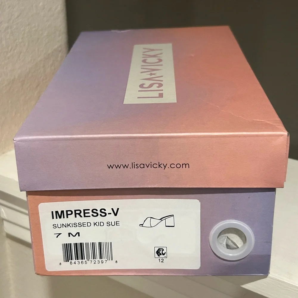 Lisa Vicky IMPRESS Platform Slide Sandals Women's 7 M Sunkissed Suede Block Heel - Picture 9 of 11